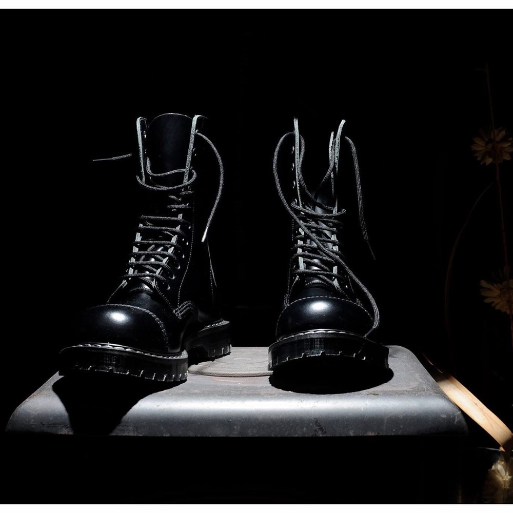 ALLSAINTS x Solovair River Black Leather Combat Boots